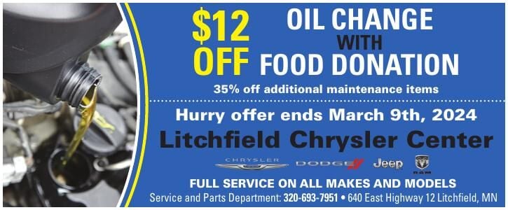 $12 oil Change with off food donation