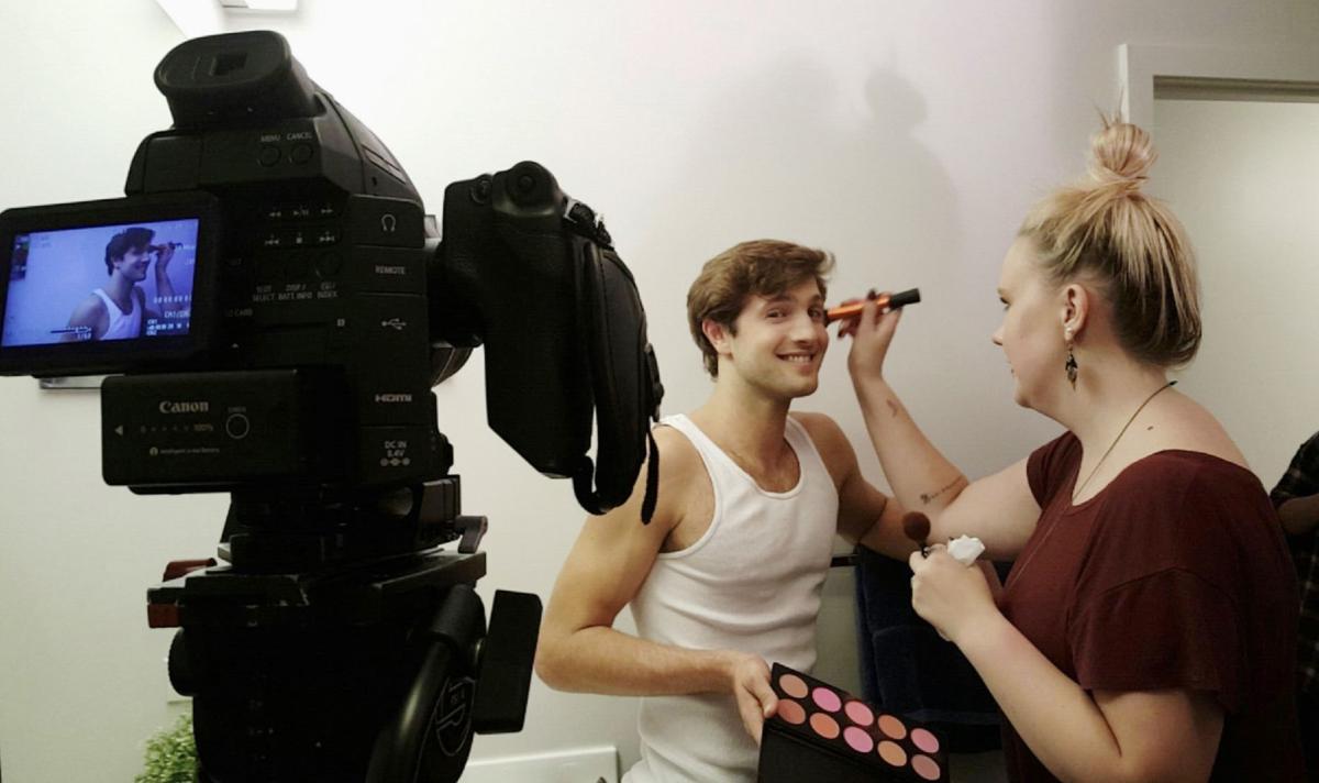 Shannon on set of "FACES"