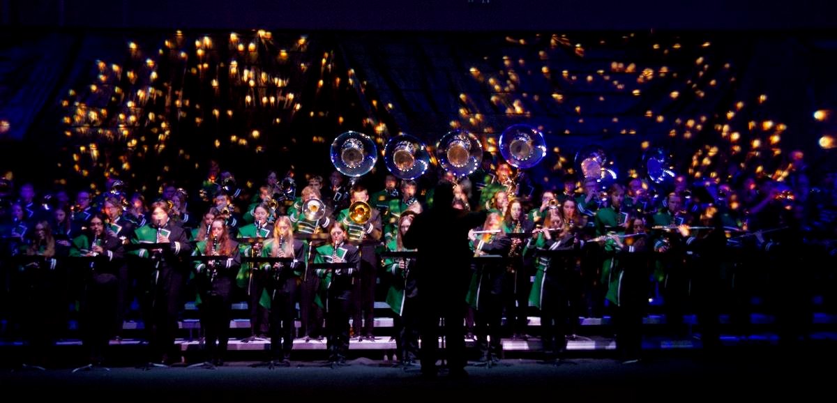Marching band performs