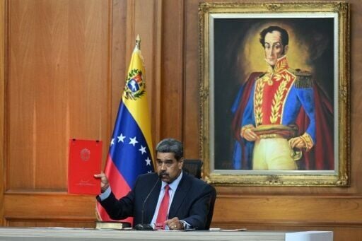 Venezuelan President Nicolas Maduro speaks during a press conference in Caracas on July 31, 2024